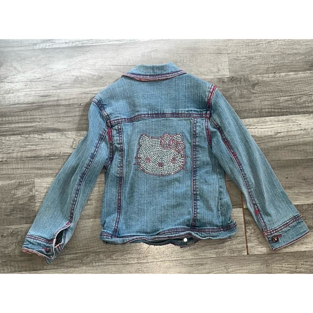 09 Sanrio Girls Hello Kitty Graphic Jean Jacket Girls 6 Light Denim Rhinestones